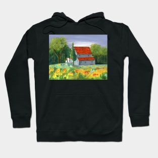 Country House. Original Oil On Canvas Painting Hoodie